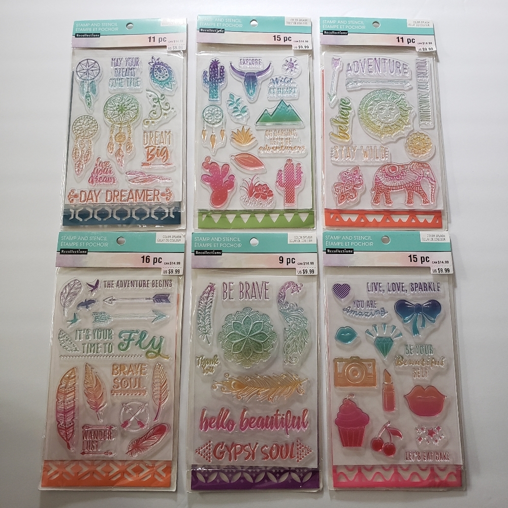 6 Recollections Stamp & Stencil Bundle Lot